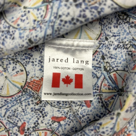 Jared Lang Men's Size M Cotton Long Sleeve Casual Shirt Blue Bicycle Basket - Picture 5 of 7